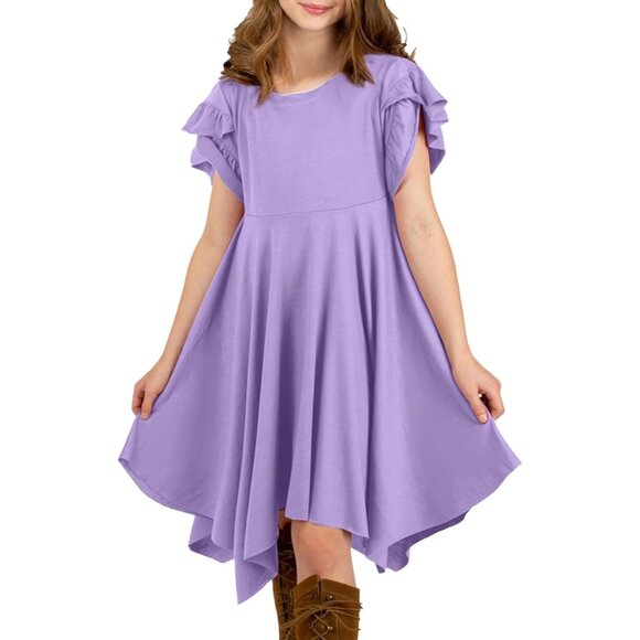 Tween Girls' Elegant Summer High Low Dress - Sizes 4 to 15, Soft Comfort - Picture 2 of 5